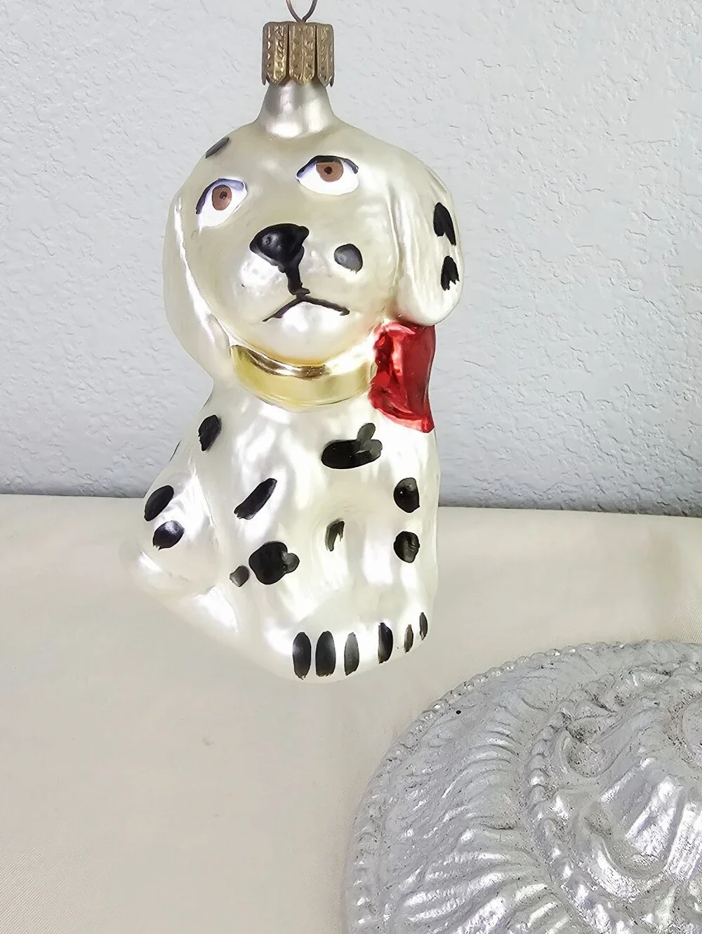 Vintage Hand Blown Glass Dog Ornament Set Dalmatian Spaniel Boxed Christmas